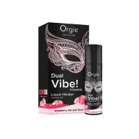 Изображение  Съедобный гель с эффектом вибрации Orgie DUAL VIBE! Strawberry Gin And Tonic, на водной основе, 15мл