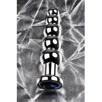 Фото Attitude Solution Ltd Анальная втулка Metal by TOYFA, металл, серебряная, с синим кристаллом, 14 см, Ø 3,4 см, 190 г