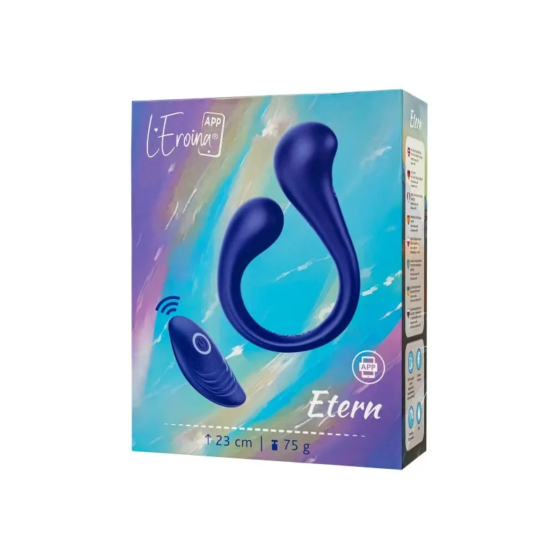 Фото  Многофункциональный вибратор LEroina APP ETERN с пультом и APP, силикон, синий, 23 см