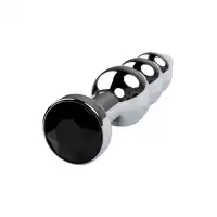 Изображение Metal by TOYFA Анальная втулка Metal by TOYFA, металл, серебряная, с чёрным кристаллом, 11 см, Ø 3 см, 95 г