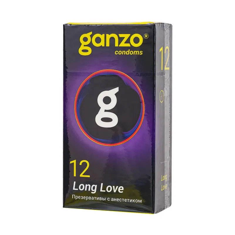 Изображение  Презервативы Ganzo, Long Love,с анастетиком, латекс,18 см, 5,2 см, 12 шт.