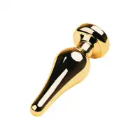Фото Attitude Solution Ltd Анальная втулка Metal by TOYFA, металл, золотая, с кристаллом цвета алмаз, 10 см, Ø 3 см, 95 г