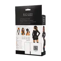 Изображение  Комплект Glossy Sheril платье сетка, лиф и трусики из материала Wetlook, черный, XL