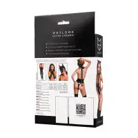 Фото  Боди Glossy Kitti с ушками на ободке из материала Wetlook, черное, XL