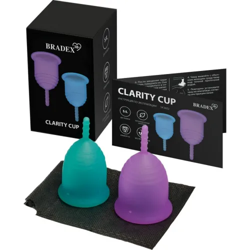 Фото Bradex, Россия Набор менструальных чаш Clarity Cup, 2 шт. (S+L)