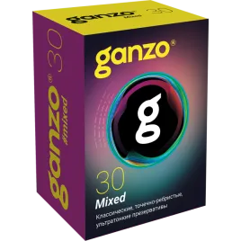Презервативы Ganzo Mixed, микс-набор, латекс, 18 см, 30 шт