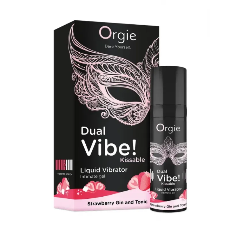 Фото Orgie, Португалия Съедобный гель с вибрацией Orgie DUAL VIBE! со вкусом коктейля STRAWBERRY GIN AND TONIC 15мл