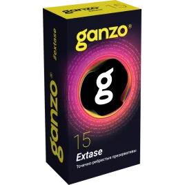 Презервативы Ganzo Extase, с точечно-ребристой поверхностью, анатомической формы, латекс, 18см, 15шт