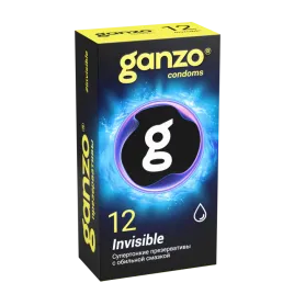 Презервативы Ganzo Invisible, супертонкие, с доп. смазкой, латекс, 18 см, 12 шт.