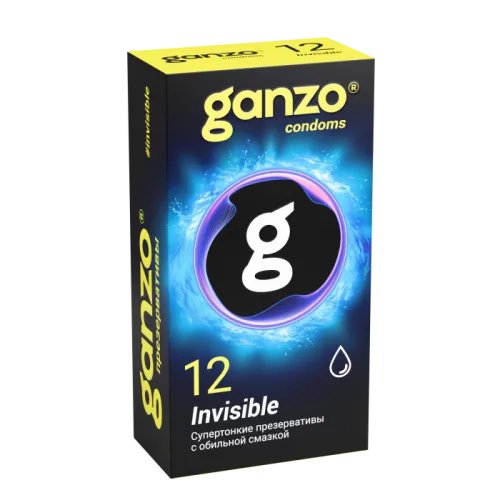 Фото Ganzo, Великобритания Презервативы Ganzo Invisible, супертонкие, с доп. смазкой, латекс, 18 см, 12 шт.
