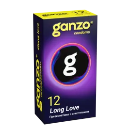 Презервативы Ganzo Long Love, с анестезирующим эффектом, латекс, 18 см, 12 шт.