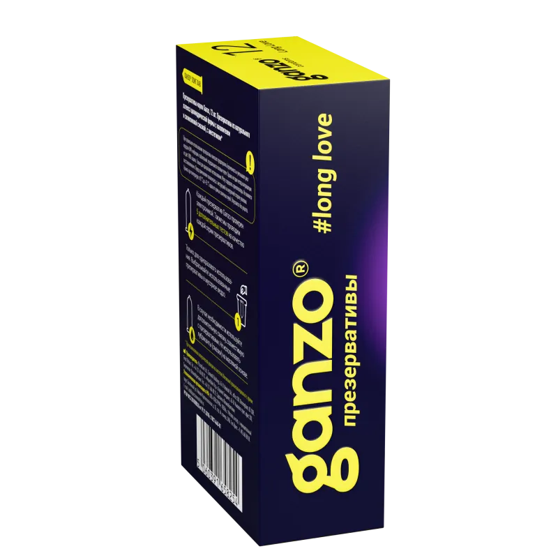 Фото Ganzo, Великобритания Презервативы Ganzo Long Love, с анестезирующим эффектом, латекс, 18 см, 12 шт.
