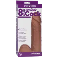 Фото Doc Johnson, США Насадка-фаллоимитатор с мошонкой мулат 8 inch Realistic Cock