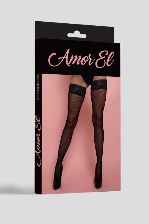 Изображение Amor EL, Испания Чулки в мелкую сетку Rosa roja S/L черные