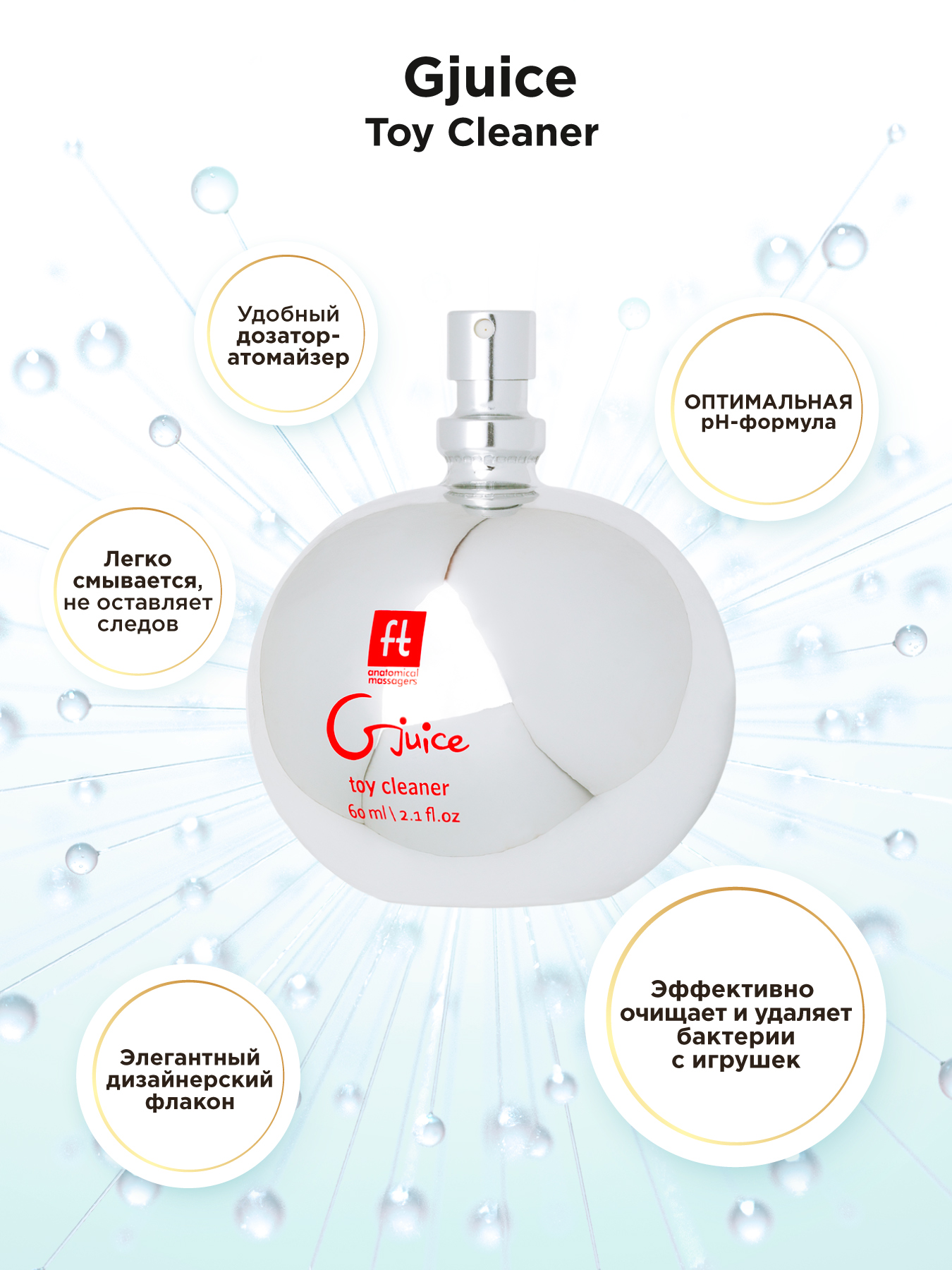Фото Gvibe, Англия Gvibe Gjuice Toy Cleaner - антибактериальный очищающий спрей, 60 мл