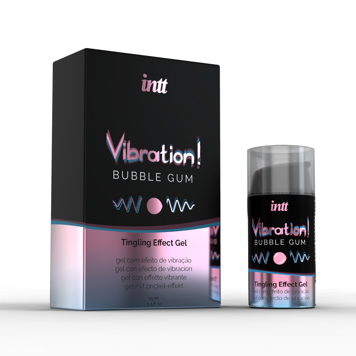 Фото Intt Cosmetics Жидкий интимный гель с эффектом вибрации Bubble Gum, Intt, 15 мл