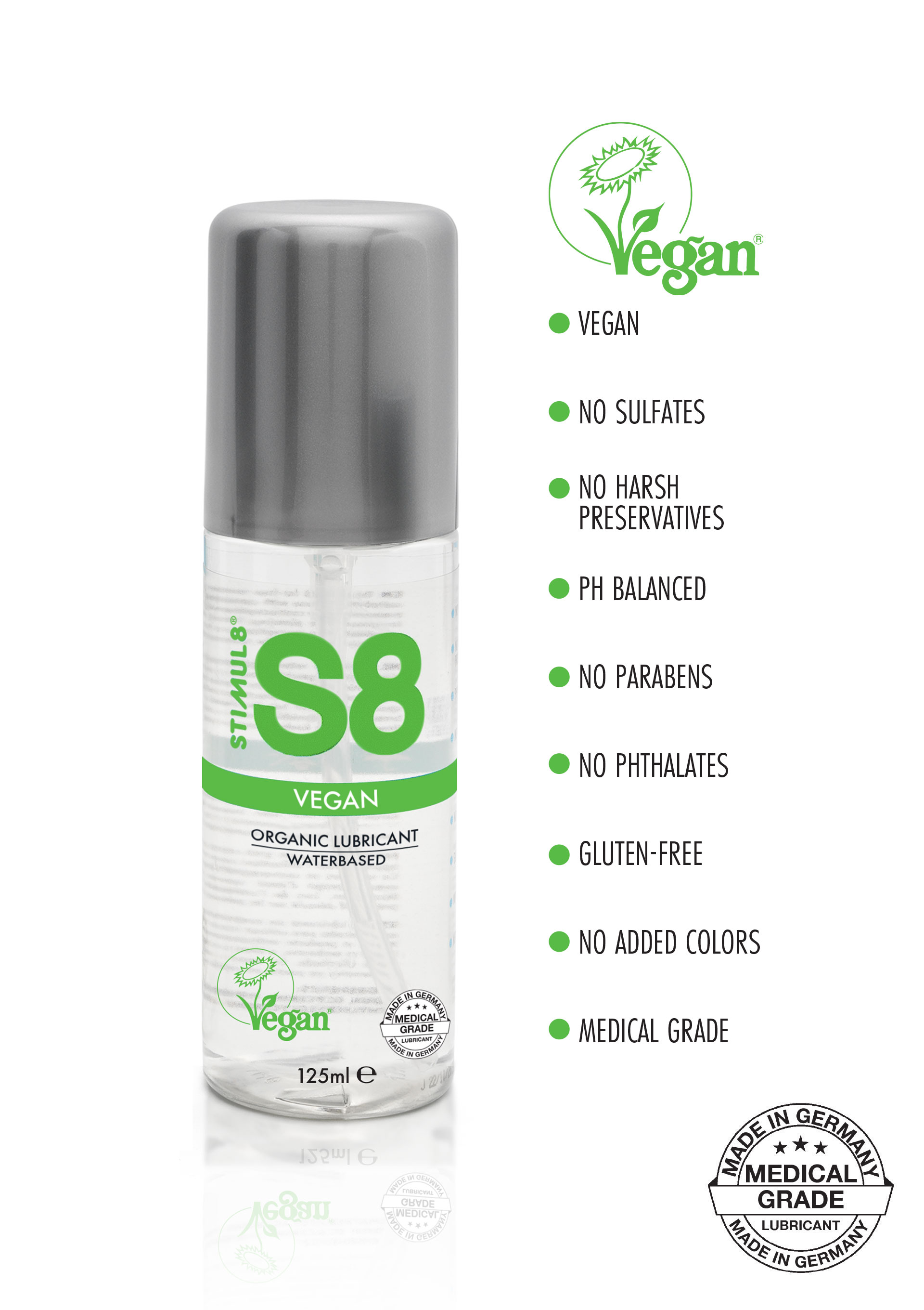 Изображение STIMUL8, Германия Веганская смазка на водной основе S8 WB Vegan Lube 125 мл