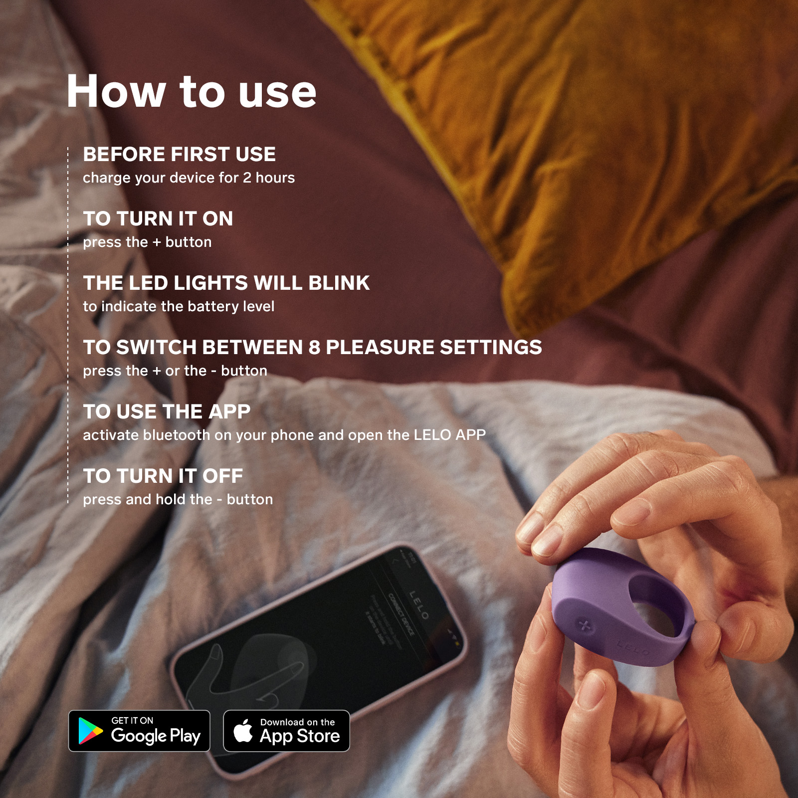 Фото Lelo, Швеция Lelo Tor 3 - эрекционное виброкольцо для пар с подключением к приложению, синий