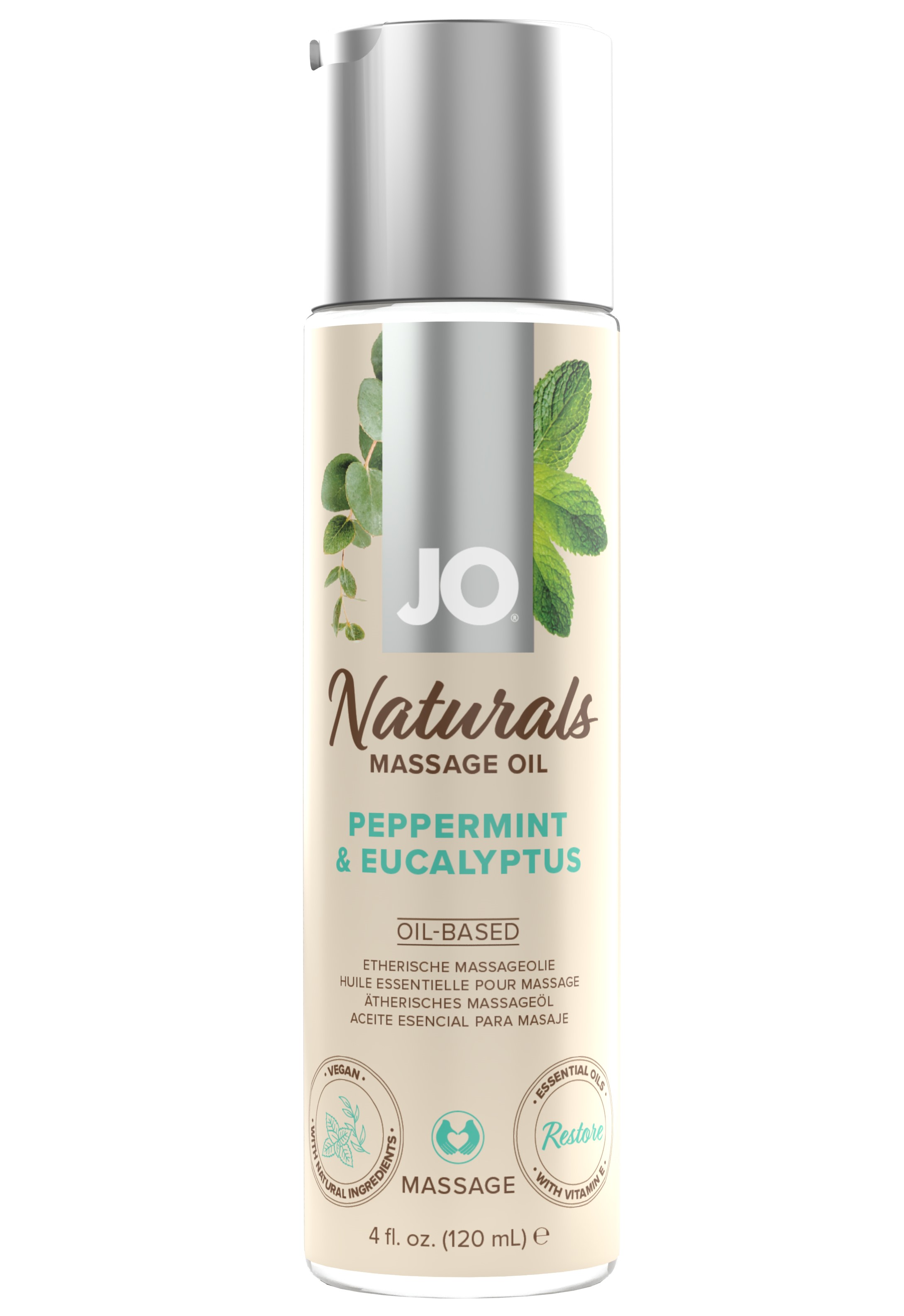 Фото System JO, США Массажное масло JO - Peppermint & Eucalyptus/Мята и эвкалипт 120 mL