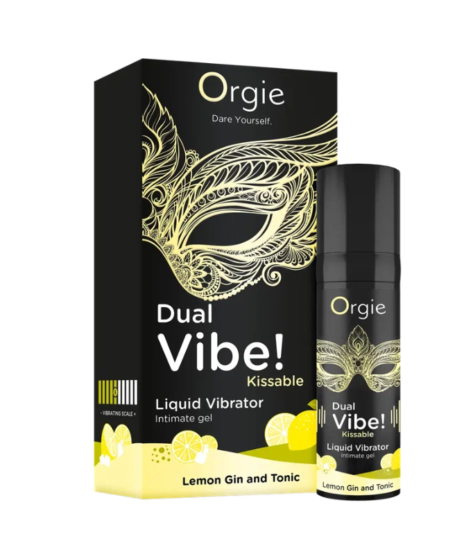 Фото Orgie, Португалия Съедобный гель с вибрацией Orgie DUAL VIBE! со вкусом коктейля LEMON GIN AND TONIC 15мл
