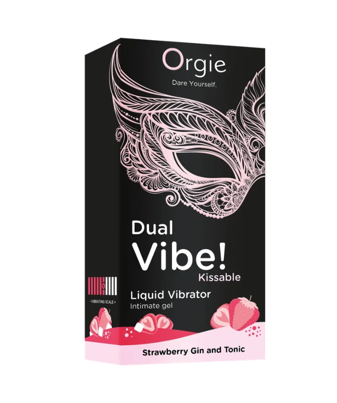 Фото Orgie, Португалия Съедобный гель с вибрацией Orgie DUAL VIBE! со вкусом коктейля STRAWBERRY GIN AND TONIC 15мл