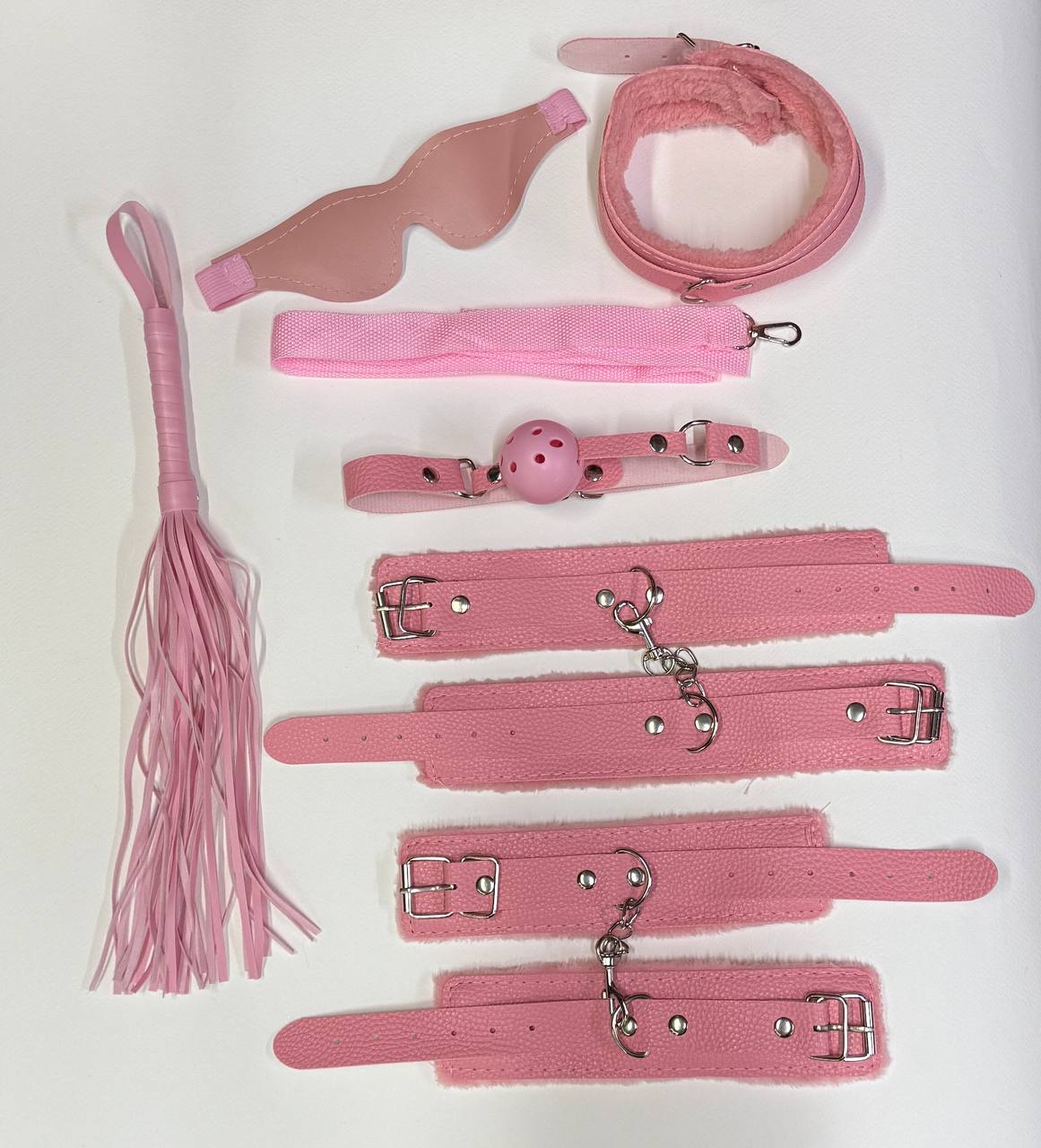 Адам и Ева БДСМ набор Pink (Наручники, поножи, ошейник, поводок, маска, кляп, плеть) — купить в Минске Фото Адам и Ева БДСМ набор Pink (Наручники, поножи, ошейник, поводок, маска, кляп, плеть)