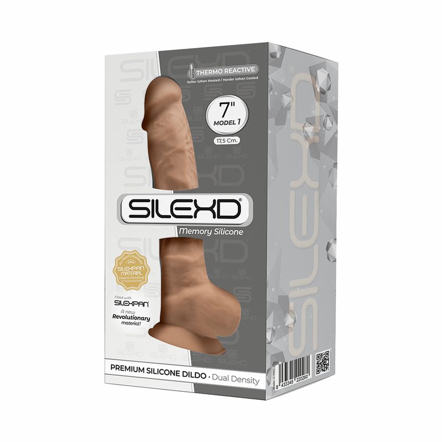 Изображение Silexd, Испания Фаллоимитатор SILEXD Model 1 с мошонкой, 7, карамель