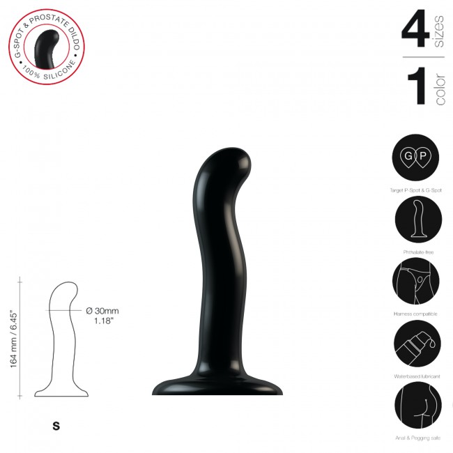 Фото Strap-on-me Изогнутый фаллоимитатор Strap-on-me DILDO POINT P&G S на присоске, черный
