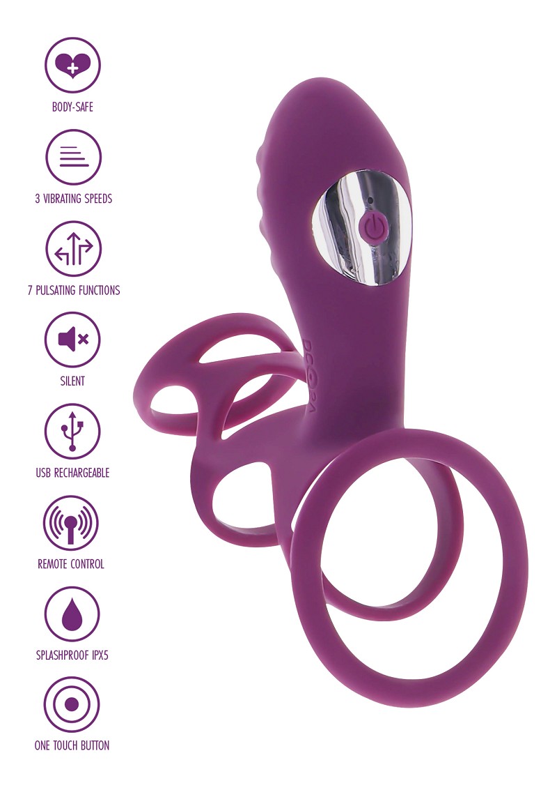 Изображение  Toy Joy Halo Halo C-Ring Sleeve - эрекционная вибронасадка с дистанционным управлением, 6.2х5 см (фиолетовый)