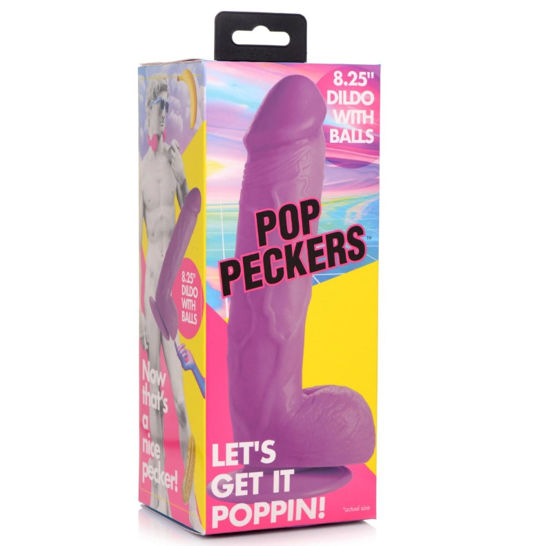 Изображение  Pop Peckers - реалистичный фаллоимитатор на присоске, 22.8х4.8 см - Фиолетовый