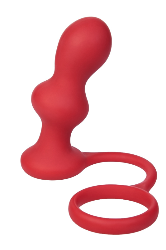 Изображение Black & Red by TOYFA Анальная втулка Black & Red by TOYFA с эрекционным кольцом, силикон, красная, 10 см
