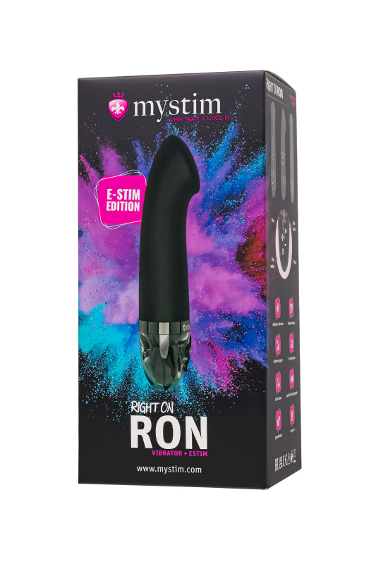 Изображение MYSTIM Вибратор Mystim Right on Ron с электростимуляцией, силикон, черный, 16,5 см