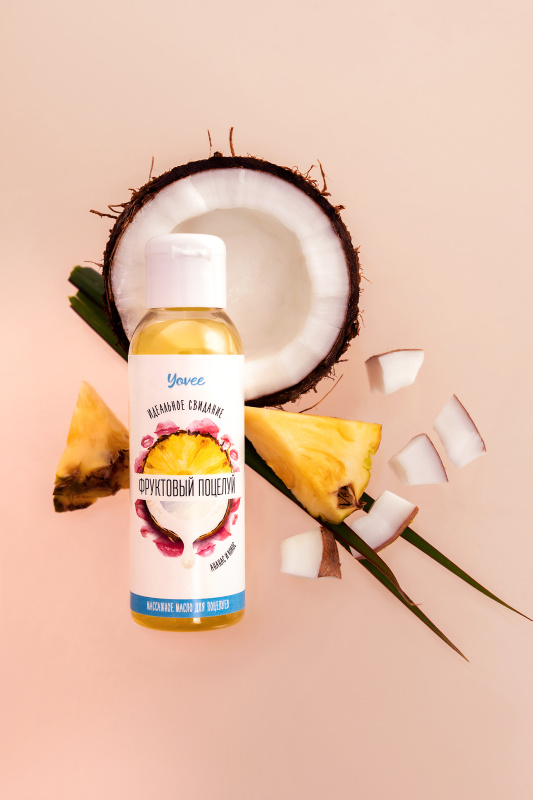 Изображение YOVEE Съедобное массажное масло Yovee «Фруктовый поцелуй» со вкусом ананаса и кокоса, 100 мл