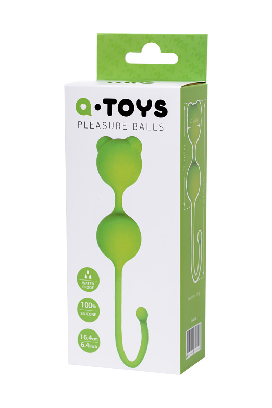Изображение A-toys by TOYFA Вагинальные шарики A-Toys by TOYFA Meeko, силикон, зеленый, 16,4 см, Ø 2,7 см