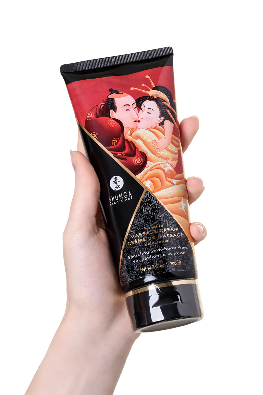 Фото Shunga, Канада Массажный крем для тела Shunga «Игристое клубничное вино»Sparkling Strawberry Wine, съедобный, 200мл