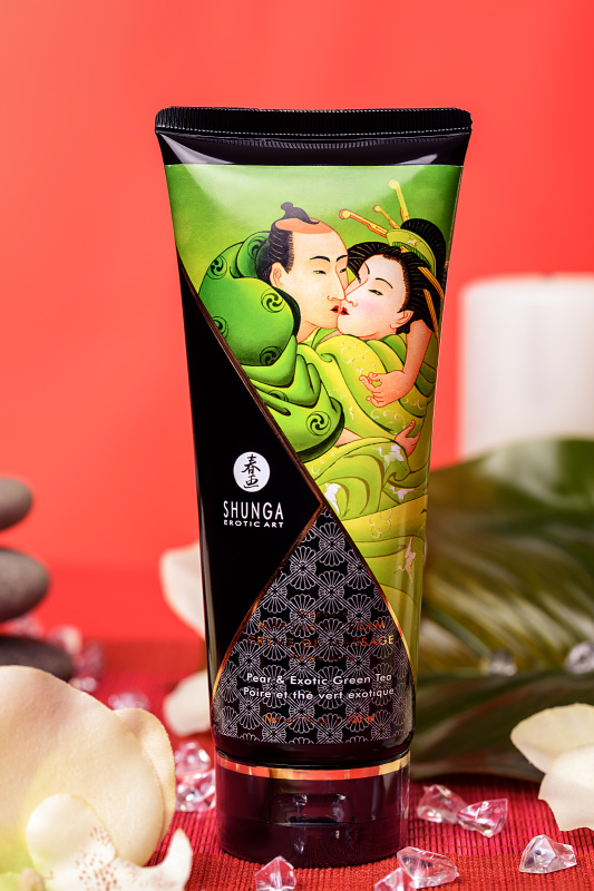 Изображение Shunga, Канада Массажный крем для тела Shunga «Груша и зеленый чай» (Pear&Exotic Green Tea), съедобный, 200мл