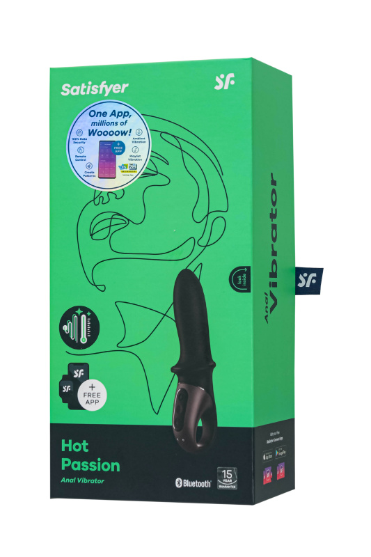 Фото  Анальный вибратор с нагревом Satisfyer Hot Passion Connect App, силикон, черный, 18 см