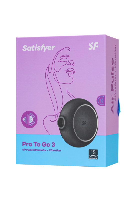 Изображение Satisfyer, Германия Вакуумный стимулятор клитора с вибрацией Satisfyer Pro To Go 3, черный, 8,5 см
