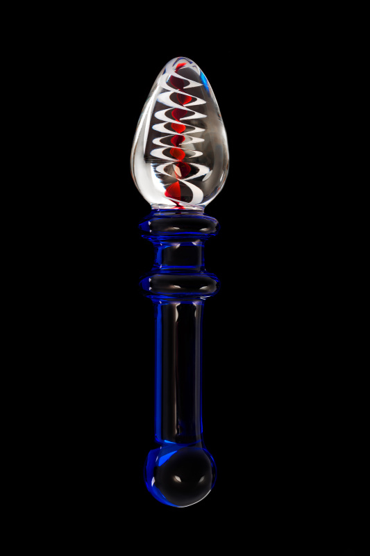 Фото Sexus Glass Двусторонний фаллоимитатор Sexus Glass, стекло, синий, 18 см