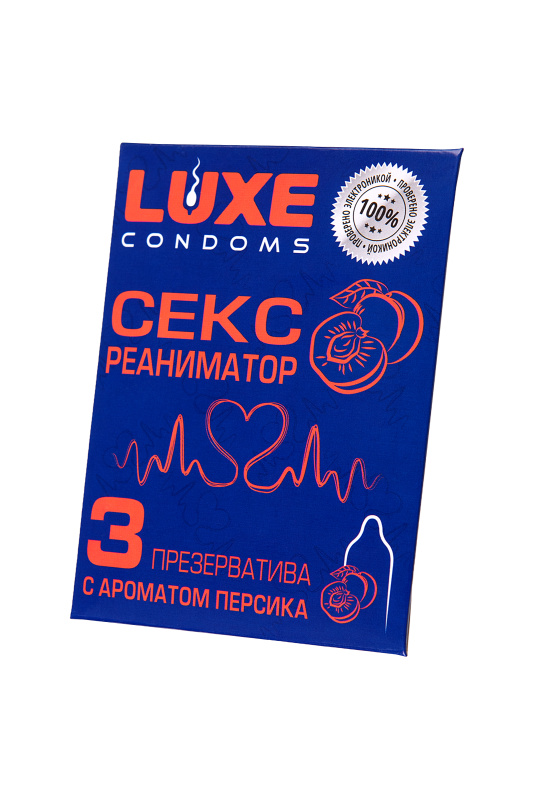 Фото Luxe Презервативы Luxe, конверт «Сексреаниматор», латекс, персик, 18 см, 5,2 см, 3 шт.
