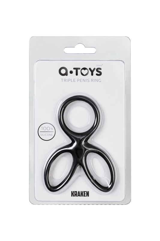 Тройное кольцо на пенис A-Toys by TOYFA KRAKEN, силикон, черный, 10 см — купить в Минске Изображение Тройное кольцо на пенис A-Toys by TOYFA KRAKEN, силикон, черный, 10 см