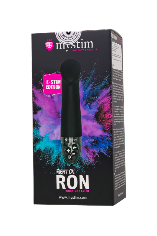 Изображение MYSTIM Вибратор Mystim Right on Ron с электростимуляцией, силикон, черный, 16,5 см