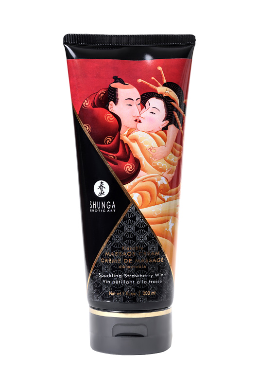 Фото Shunga, Канада Массажный крем для тела Shunga «Игристое клубничное вино»Sparkling Strawberry Wine, съедобный, 200мл