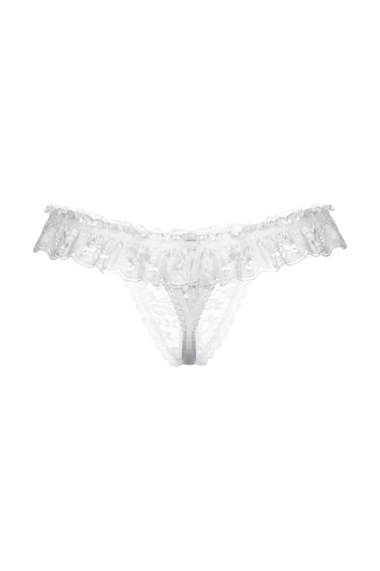 Фото SoftLine Collection, Польша Стринги с кружевной рюшей открытые SoftLine Collection, белый, S/L