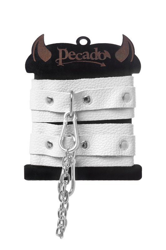 Изображение PECADO B.D.S.M Оковы мини Pecado BDSM, со скруглёнными углами, натуральная кожа, белые