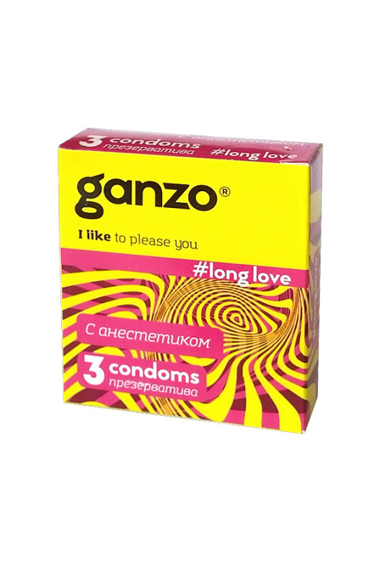 Фото GANZO Презервативы Ganzo Long Love, с анестезирующим эффектом, латекс, 18 см, 3 шт