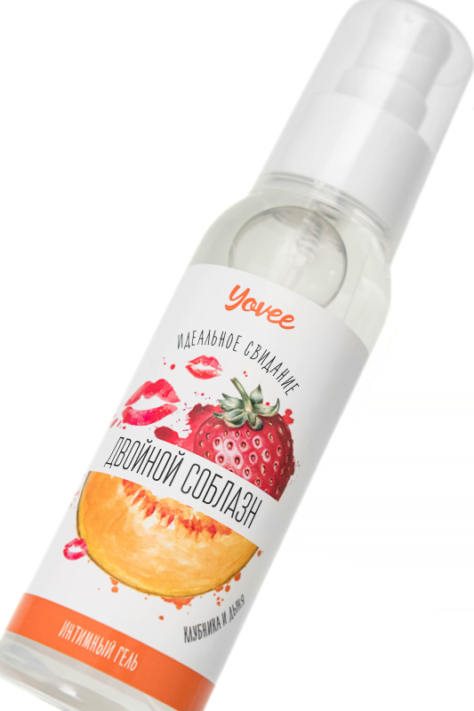 Фото YOVEE Съедобная гель-смазка Yovee «Двойной соблазн» с Д-Пантенолом, со вкусом клубники и дыни, 100 мл