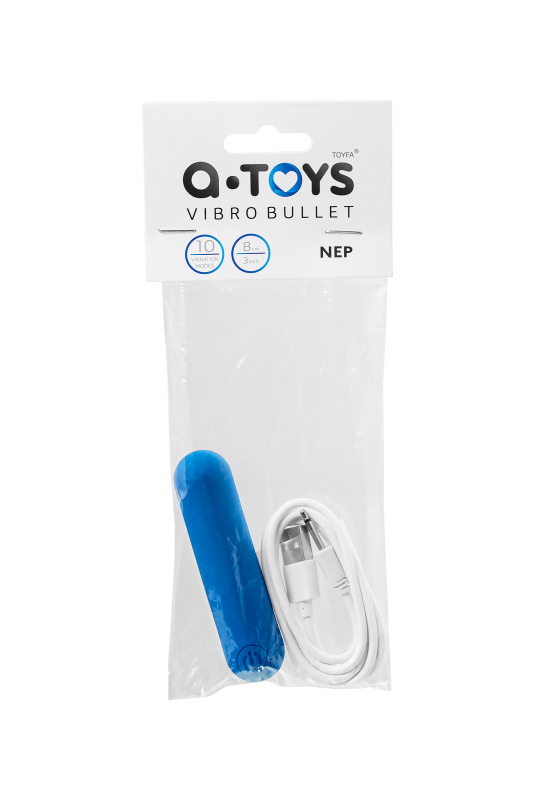 Изображение A-toys by TOYFA Вибропуля A-Toys by TOYFA NEP, силикон, синий, 8 см