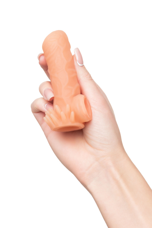 Изображение KOKOS Насадка реалистичная KOKOS NUDE SLEEVE с дополнительной стимуляцией, TPE, телесная, 14 см