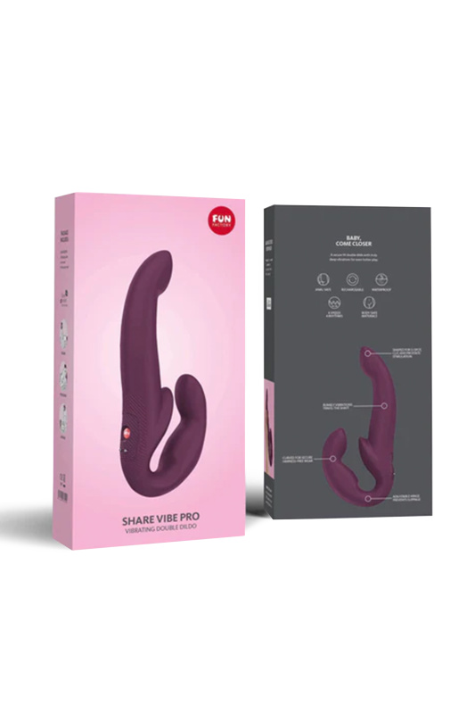 Фото Fun Factory, Германия Анатомический безремневой страпон Fun Factory SHARE VIBE PRO , силикон, бордовый